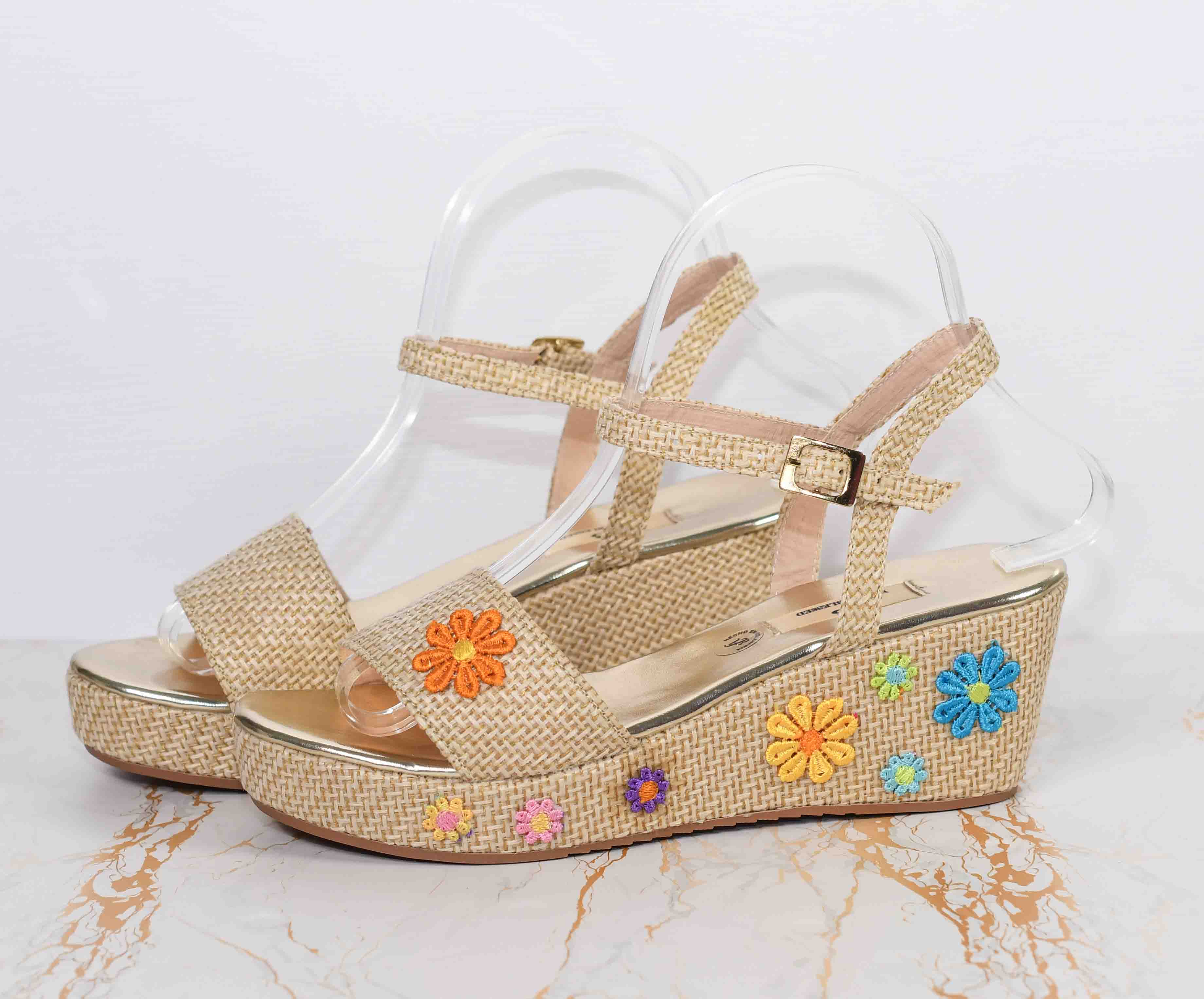 Plataformas de Yute con Margaritas Multicolor (Plataforma Baja)