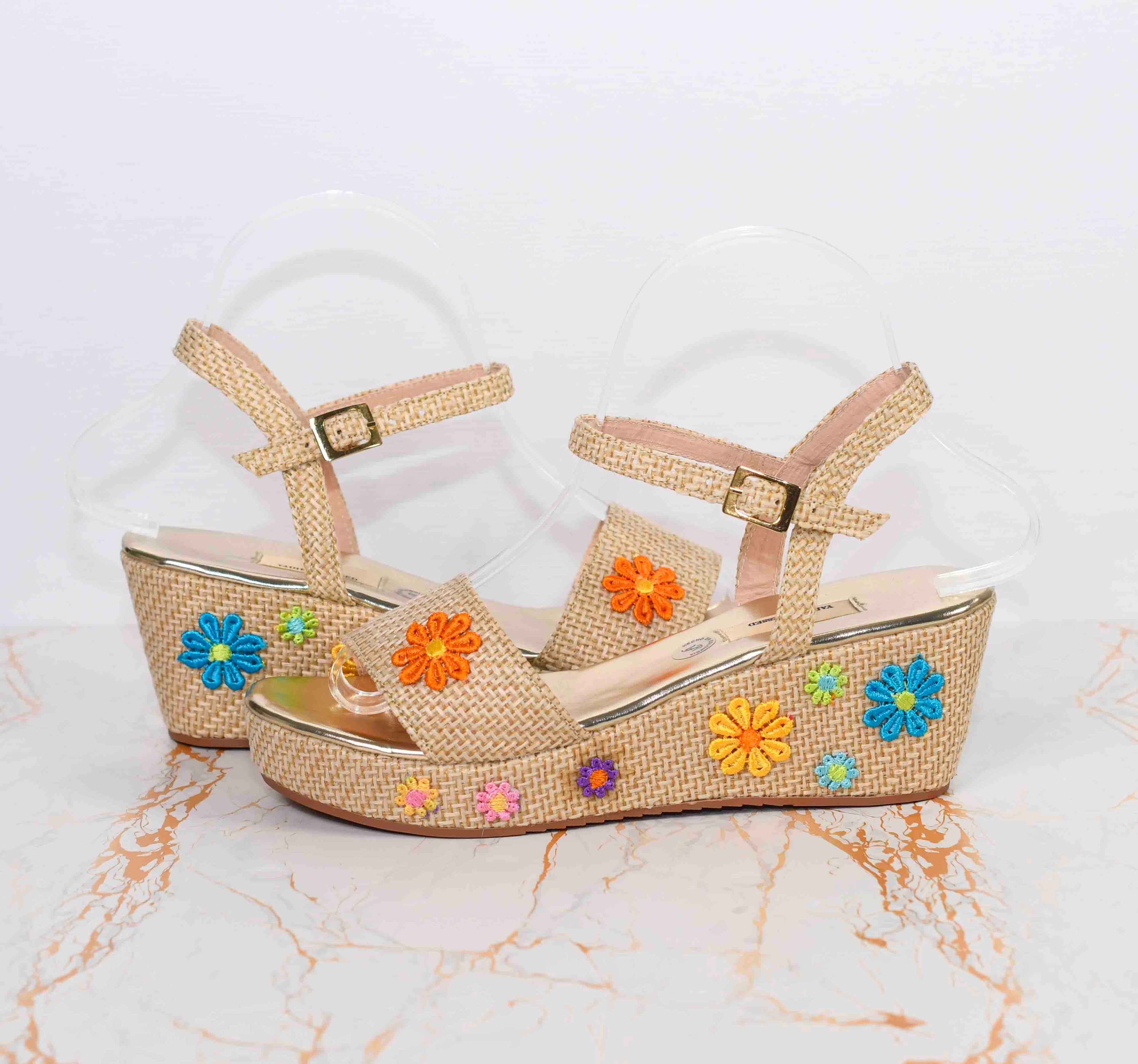 Plataformas de Yute con Margaritas Multicolor (Plataforma Baja)