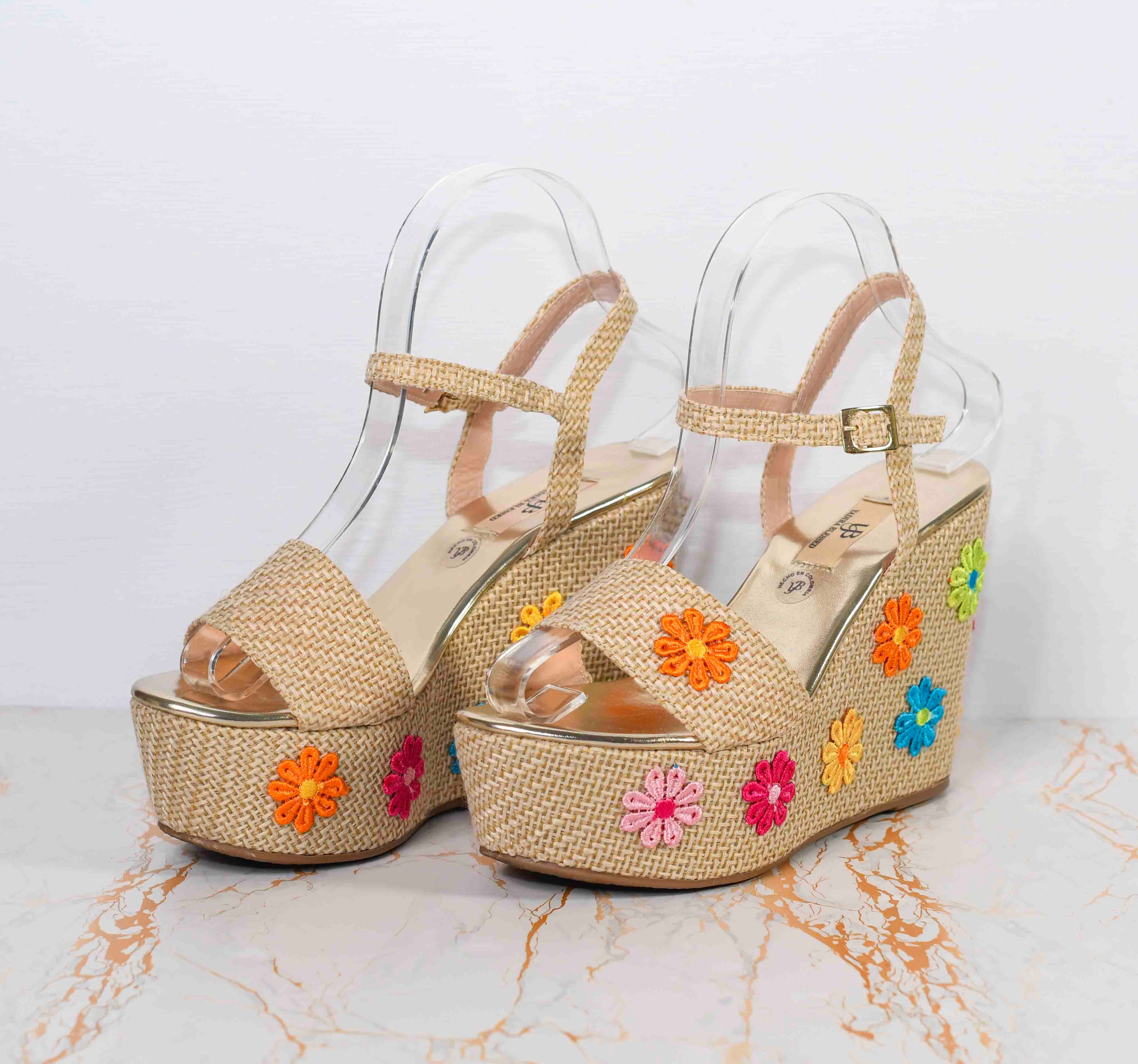 Plataformas de Yute con Margaritas Multicolor