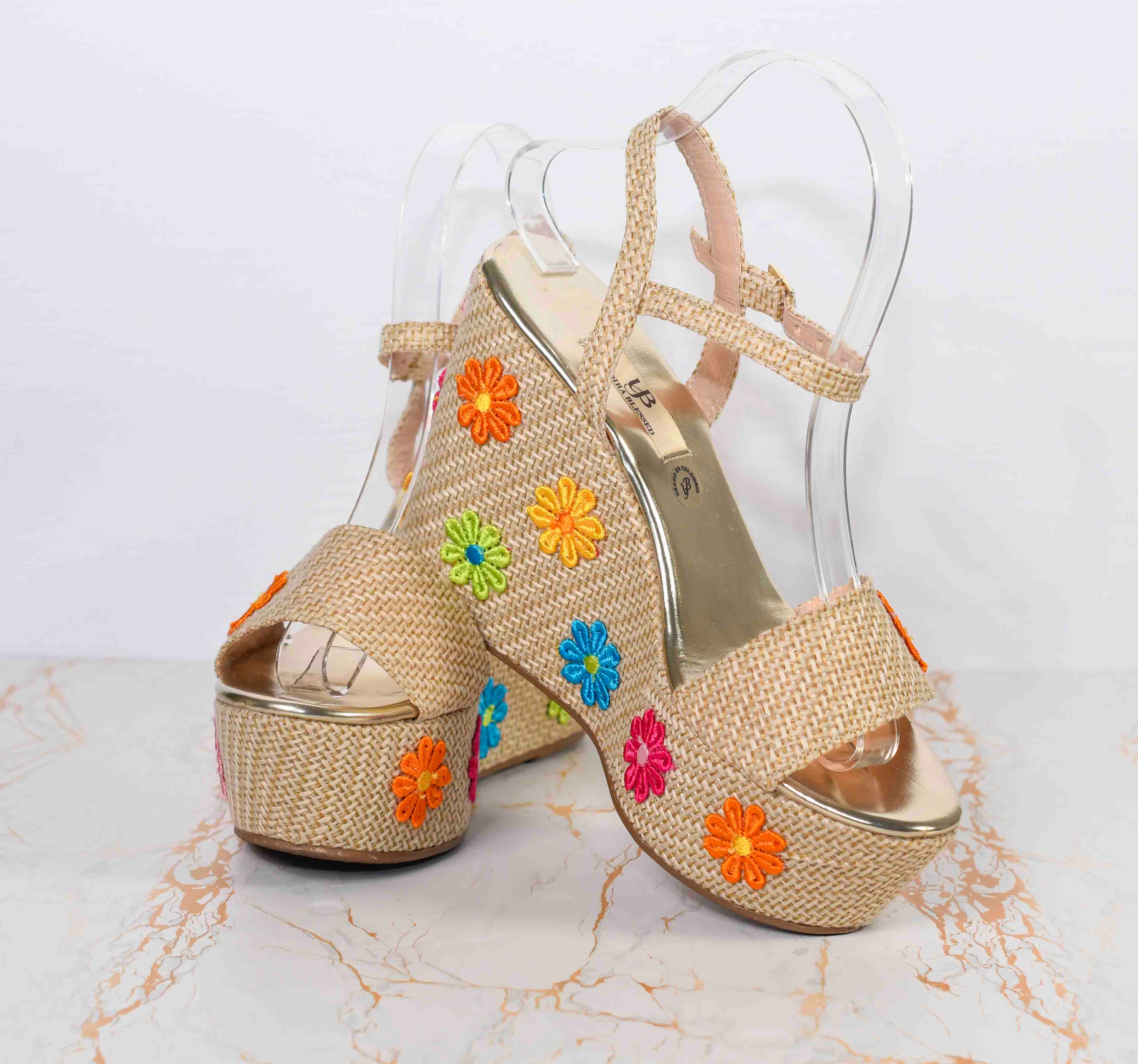 Plataformas de Yute con Margaritas Multicolor