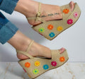 Plataformas de Yute con Margaritas Multicolor